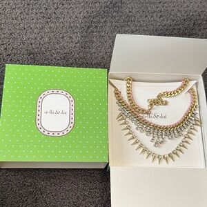 Stella & Dot Gold and Pink Layered Necklace